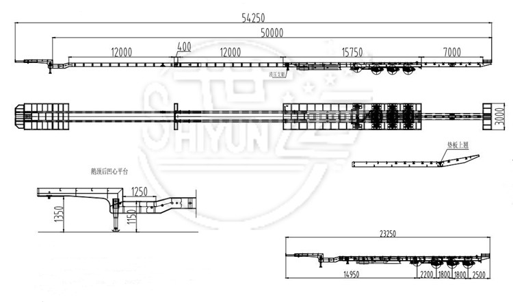 4 axle trailer drawing
